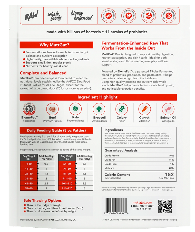 6 lb MuttGut - Beef ingredients
