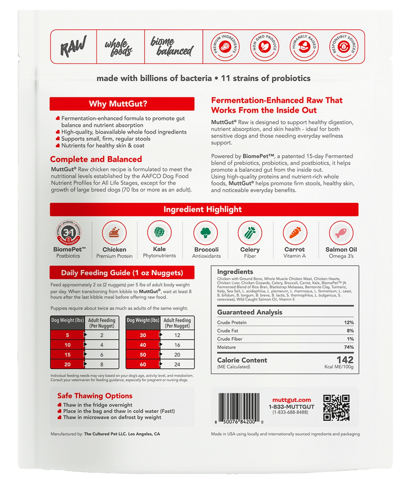 3 lb MuttGut - Chicken ingredients