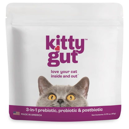 KittyGut All Natural Cat 3-in-1 Prebiotics, Probiotics & Postbiotics Digestive & Immune Support Supplement
